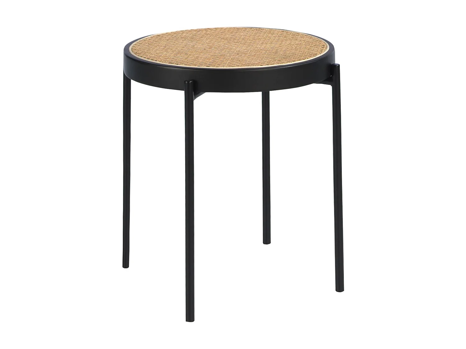 Mesa rincón redonda rattan, madera negra y acero negro 2109 ANGEL CERDA