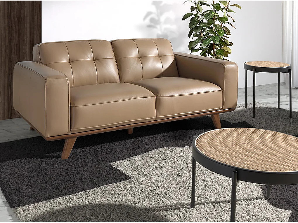 Mesa rincón redonda rattan, madera negra y acero negro 2109 ANGEL CERDA