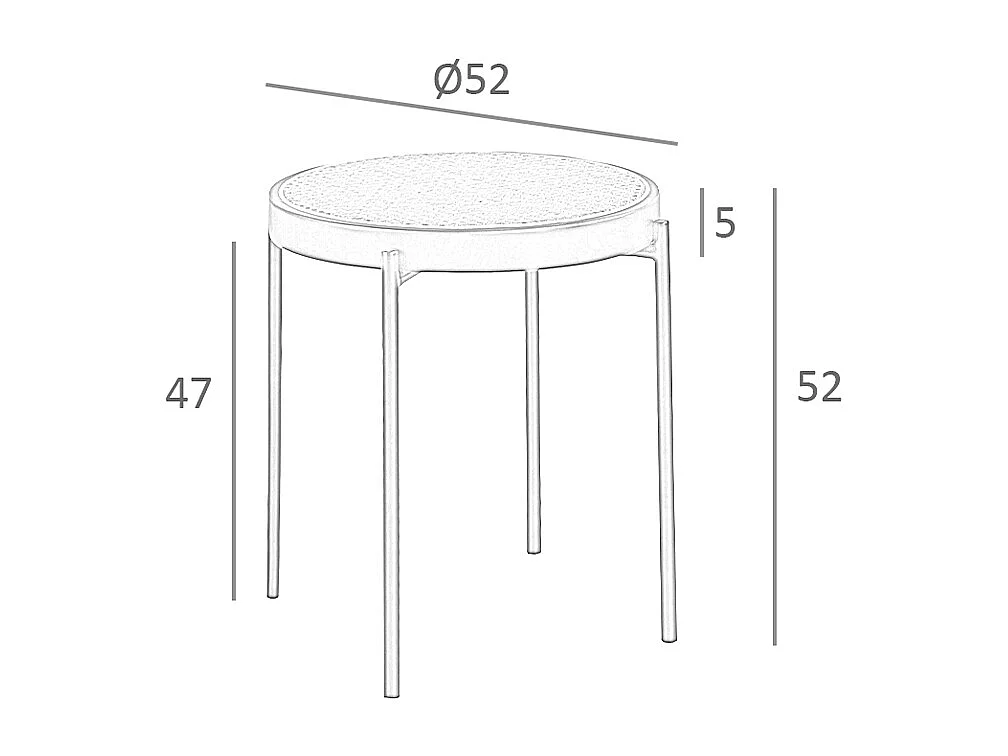 Mesa rincón redonda rattan, madera negra y acero negro 2109 ANGEL CERDA