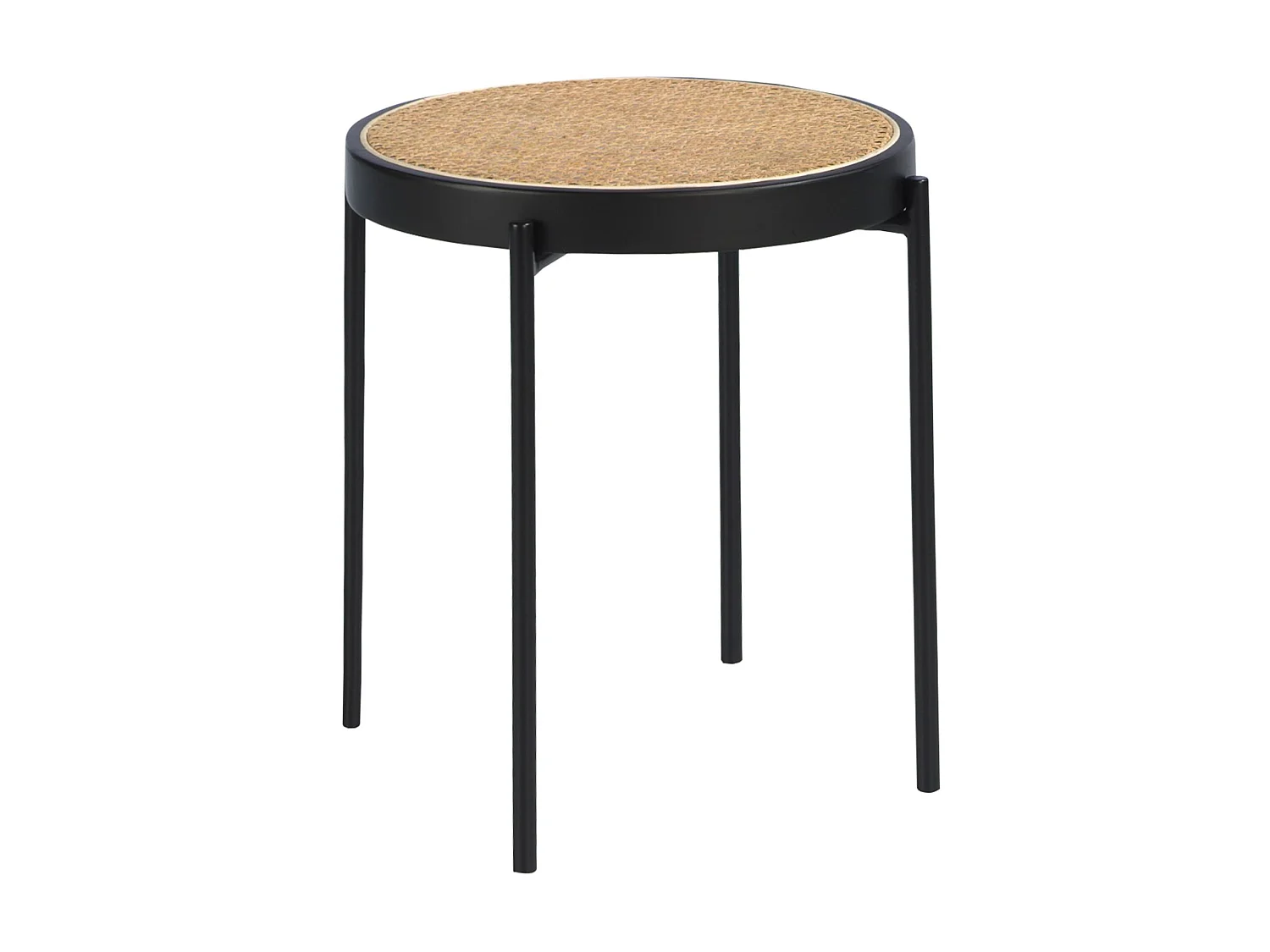 Round corner table rattan, black wood and black steel 2109 ANGEL CERDA