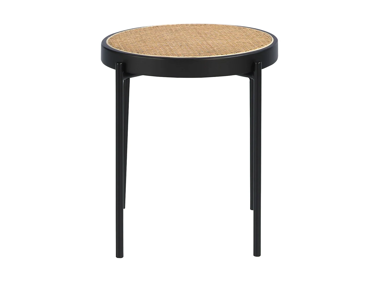 Round corner table rattan, black wood and black steel 2109 ANGEL CERDA