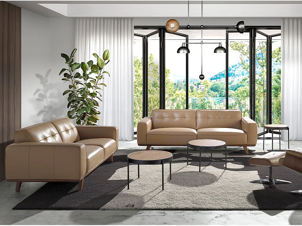 Round corner table rattan, black wood and black steel 2109 ANGEL CERDA
