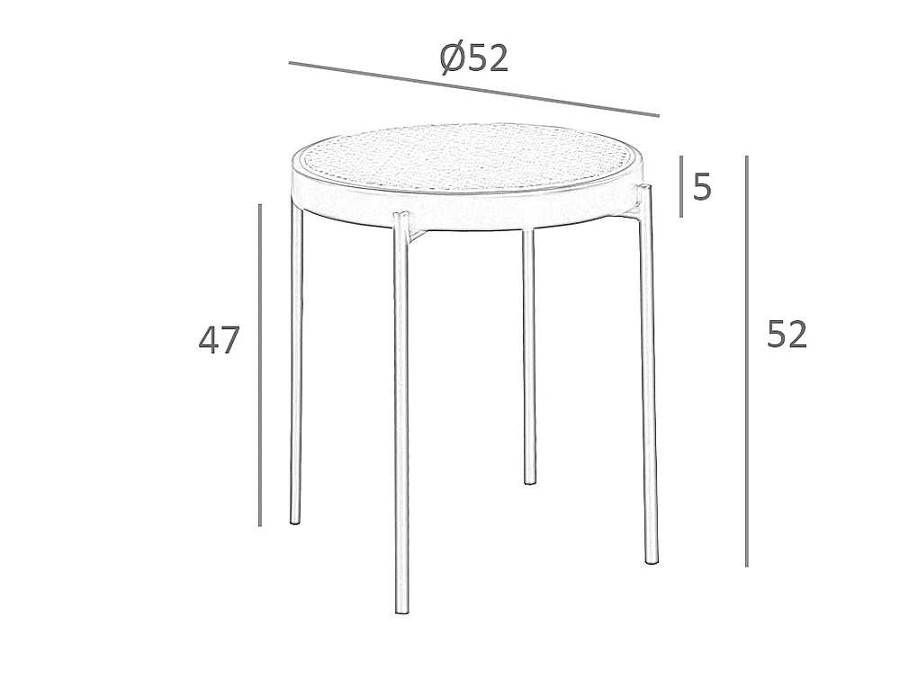 Round corner table rattan, black wood and black steel 2109 ANGEL CERDA
