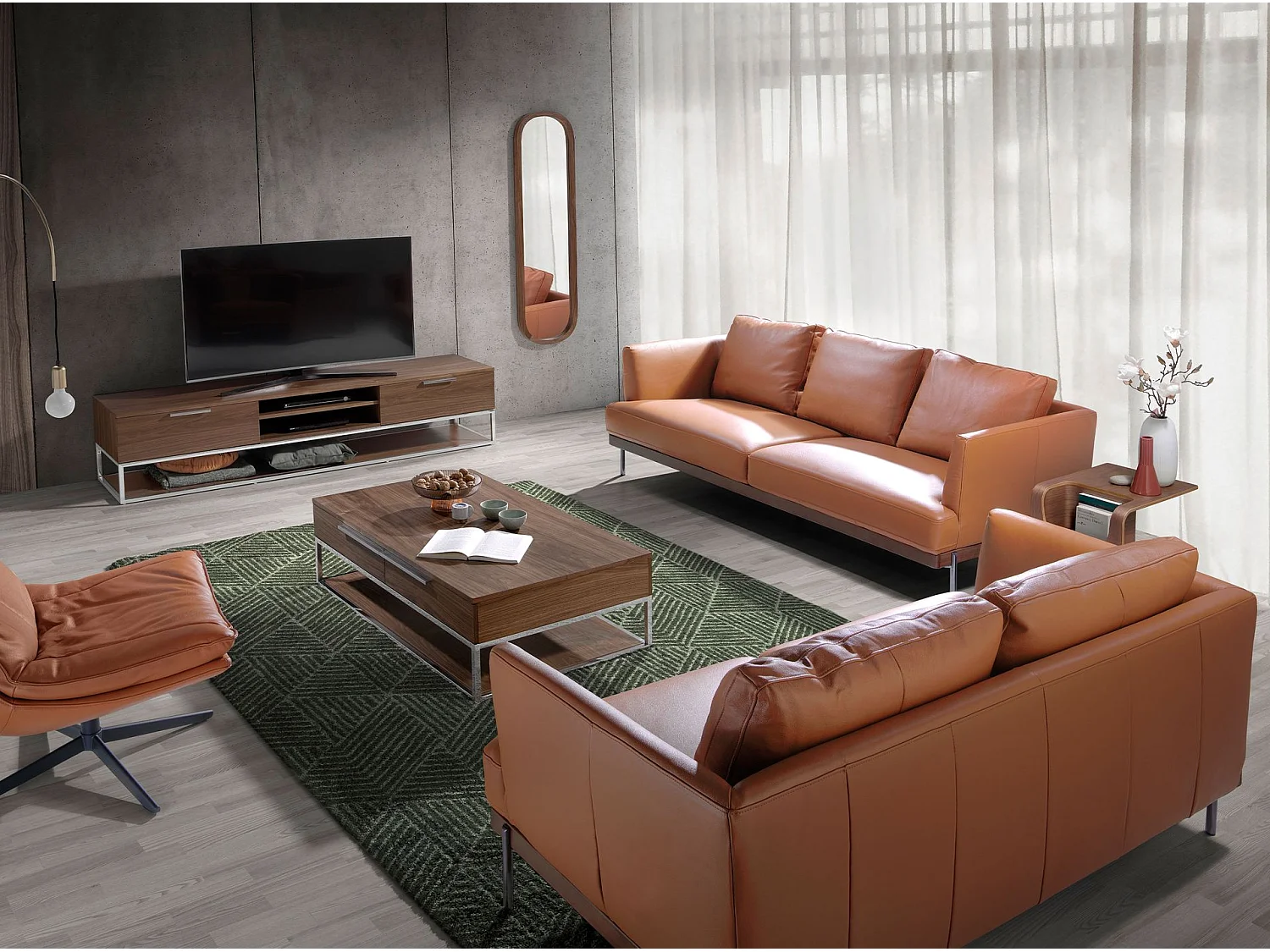 Tavolo angolare rettangolare in noce 2110 ANGEL CERDA