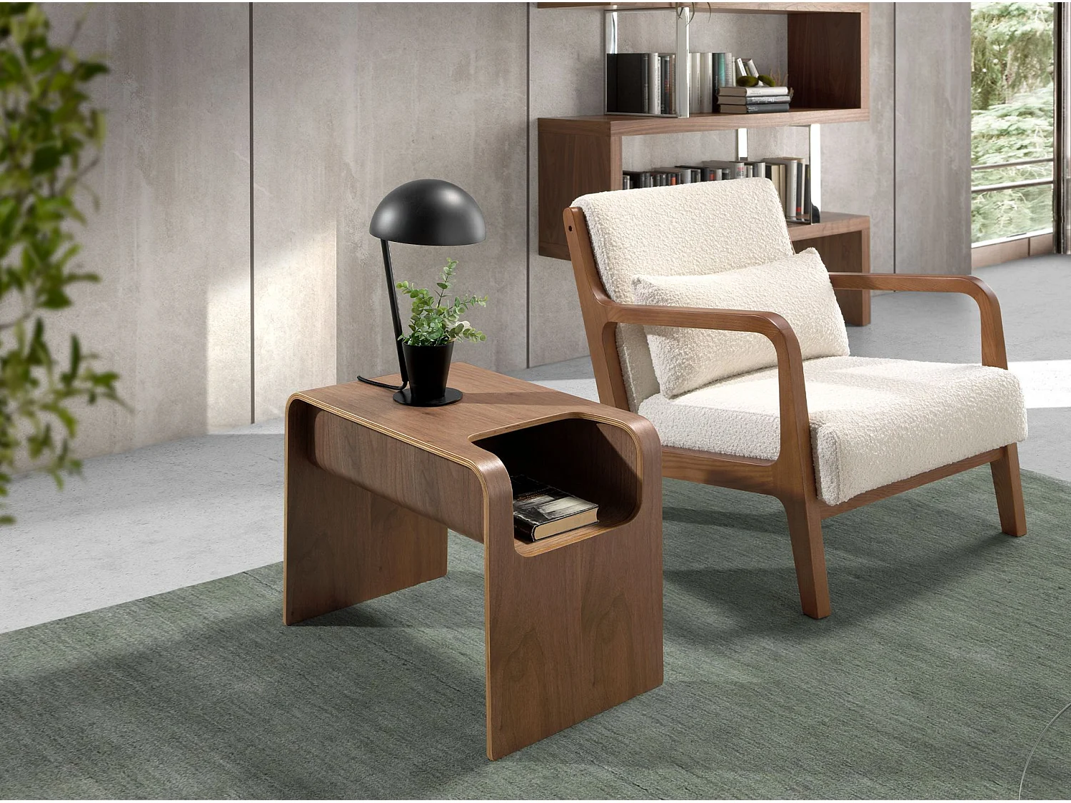 Rectangular side table in oak veneered wood stained in walnut colour 2110 ANGEL CERDA