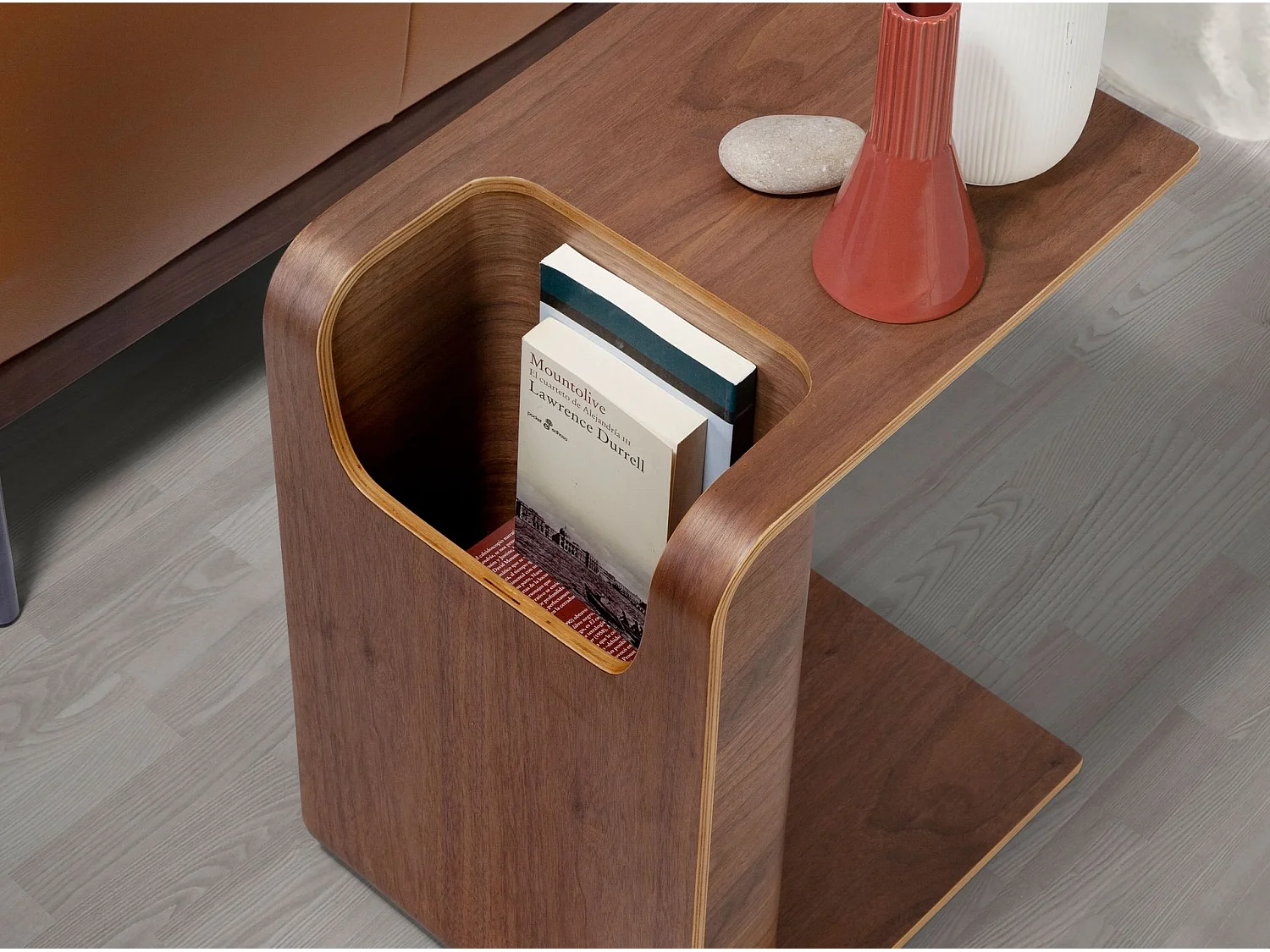 Rectangular side table in oak veneered wood stained in walnut colour 2110 ANGEL CERDA