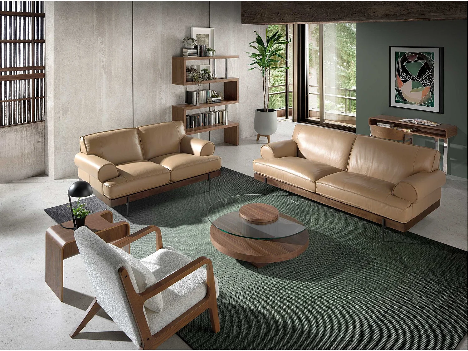 Rectangular side table in oak veneered wood stained in walnut colour 2110 ANGEL CERDA