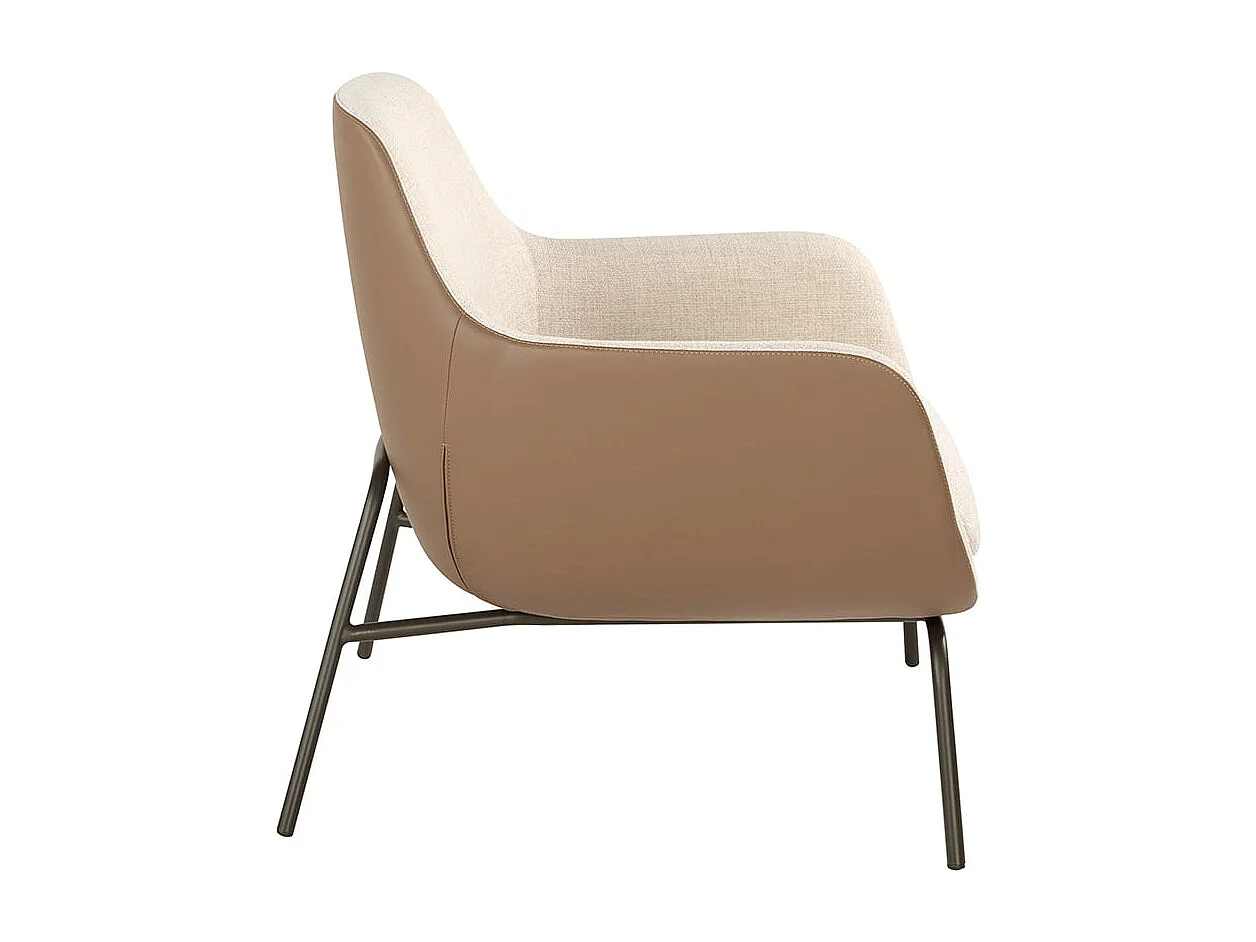 Kremowy fotel z tkaniny i brązowej ekoskóry 5099 ANGEL CERDA