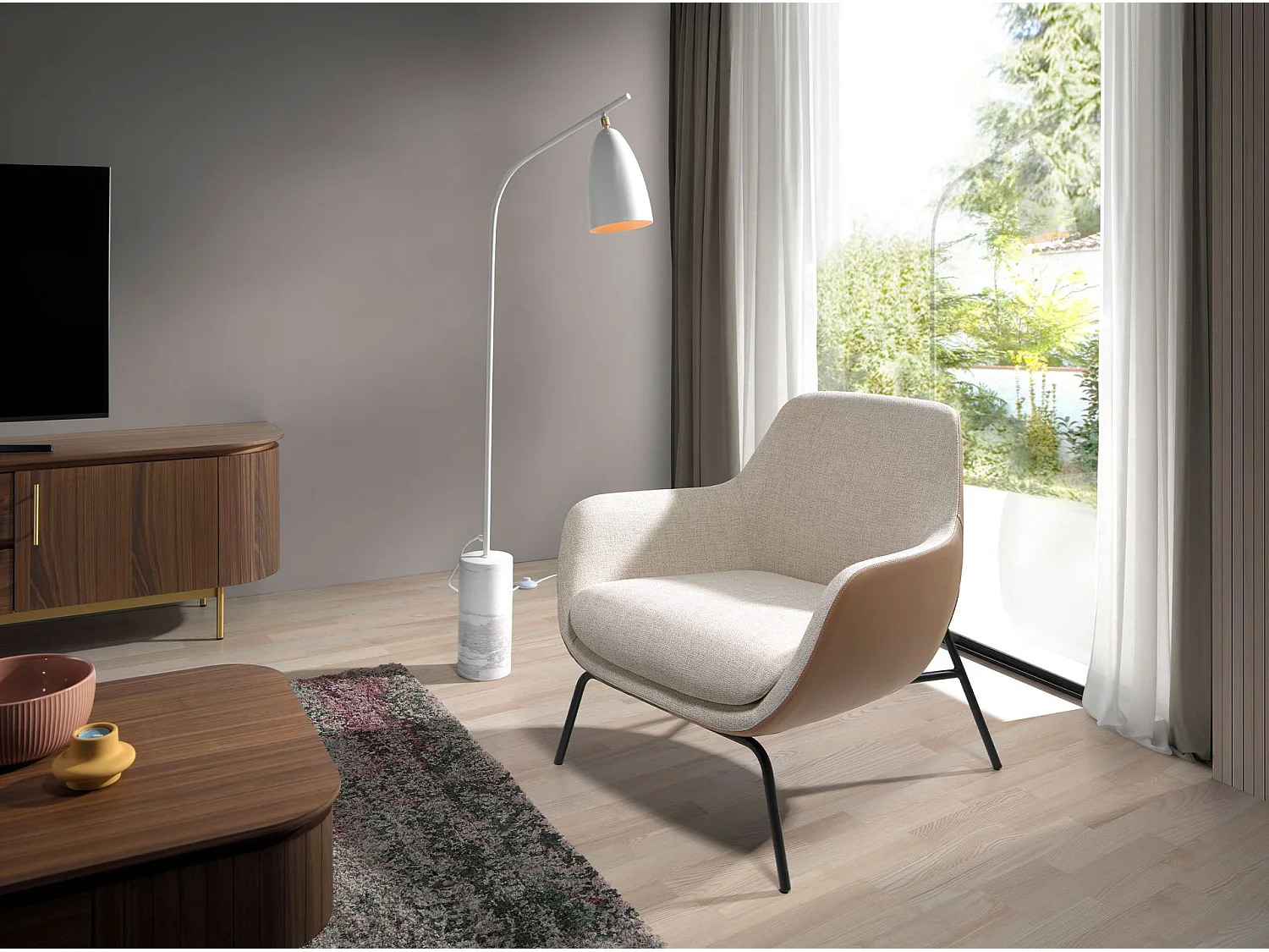 Fauteuil en tissu et croûte de cuir 5099 ANGEL CERDA