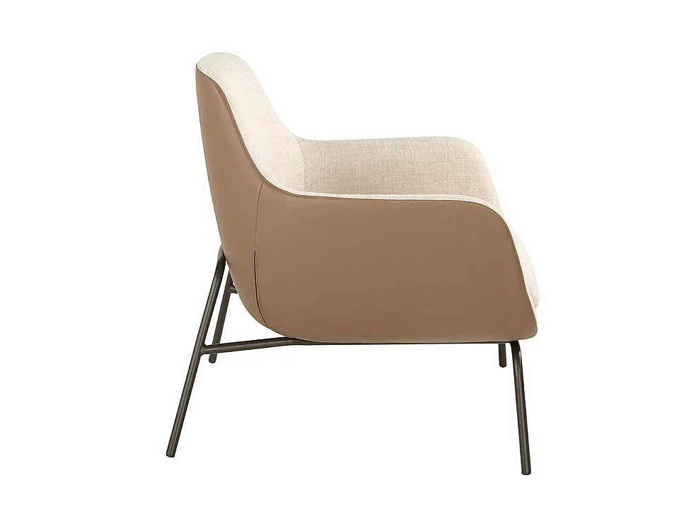 Fauteuil en tissu crème et similicuir marron 5099 ANGEL CERDA