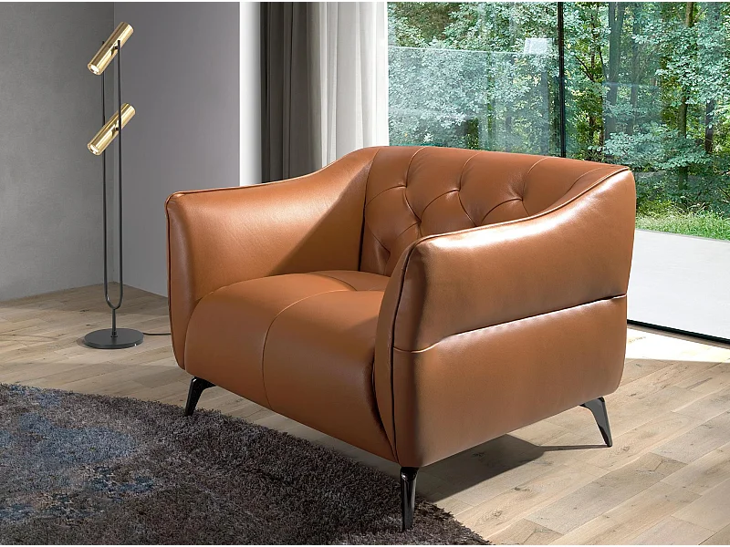 Fauteuil Chester cuir marron earth clay 5098 ANGEL CERDA