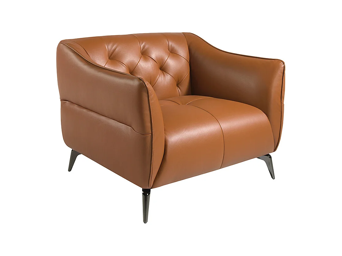 Fauteuil bekleed in bruin leer met capitonné 5098 ANGEL CERDA