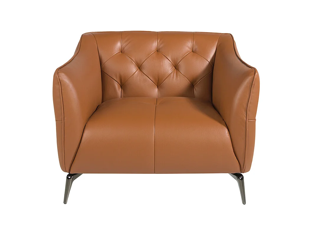 Fauteuil bekleed in bruin leer met capitonné 5098 ANGEL CERDA