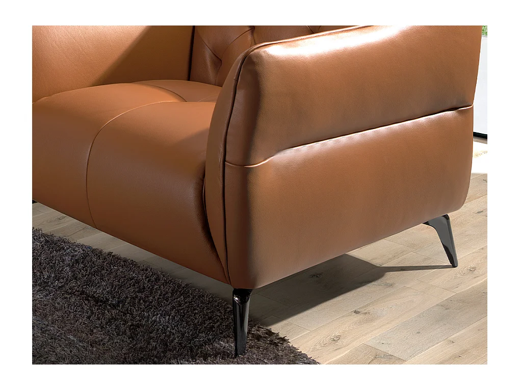 Fauteuil bekleed in bruin leer met capitonné 5098 ANGEL CERDA