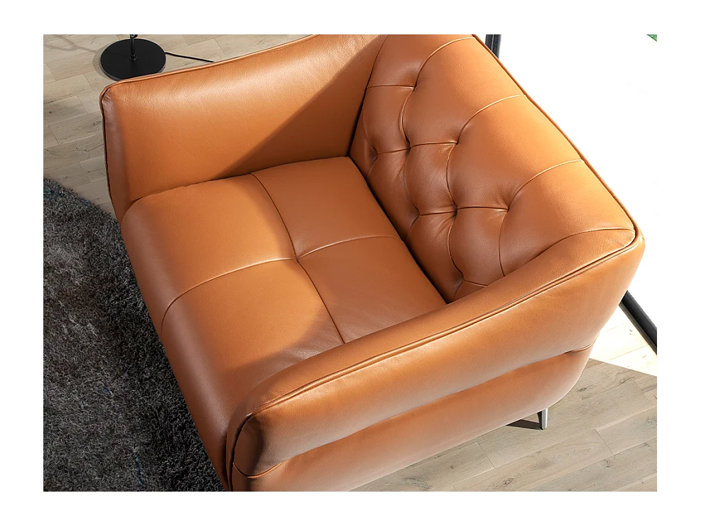 Fauteuil bekleed in bruin leer met capitonné 5098 ANGEL CERDA