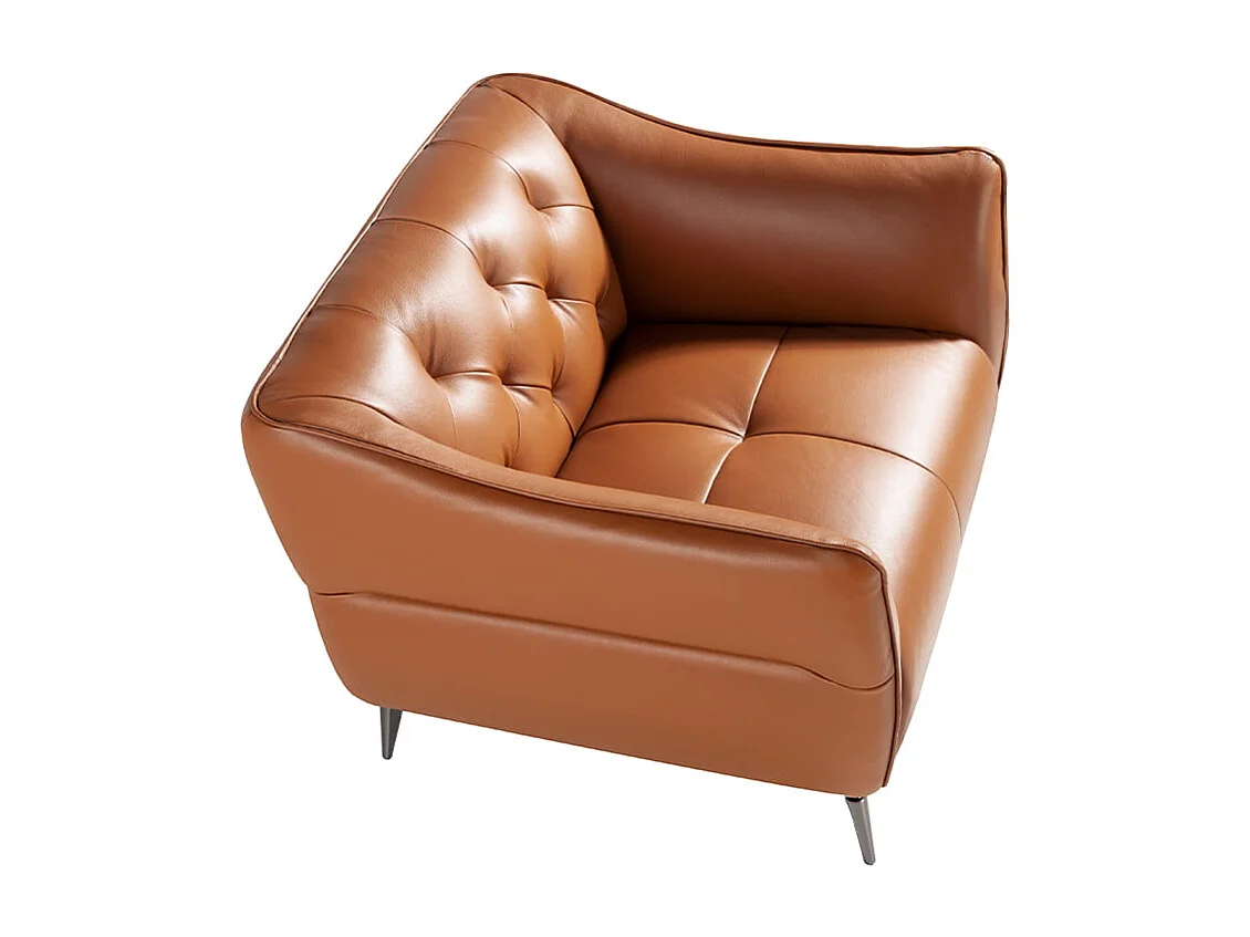 Sillón tapizado en piel marrón con capitoné  5098 ANGEL CERDA