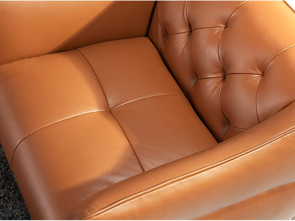 Fauteuil Chester cuir marron earth clay 5098 ANGEL CERDA