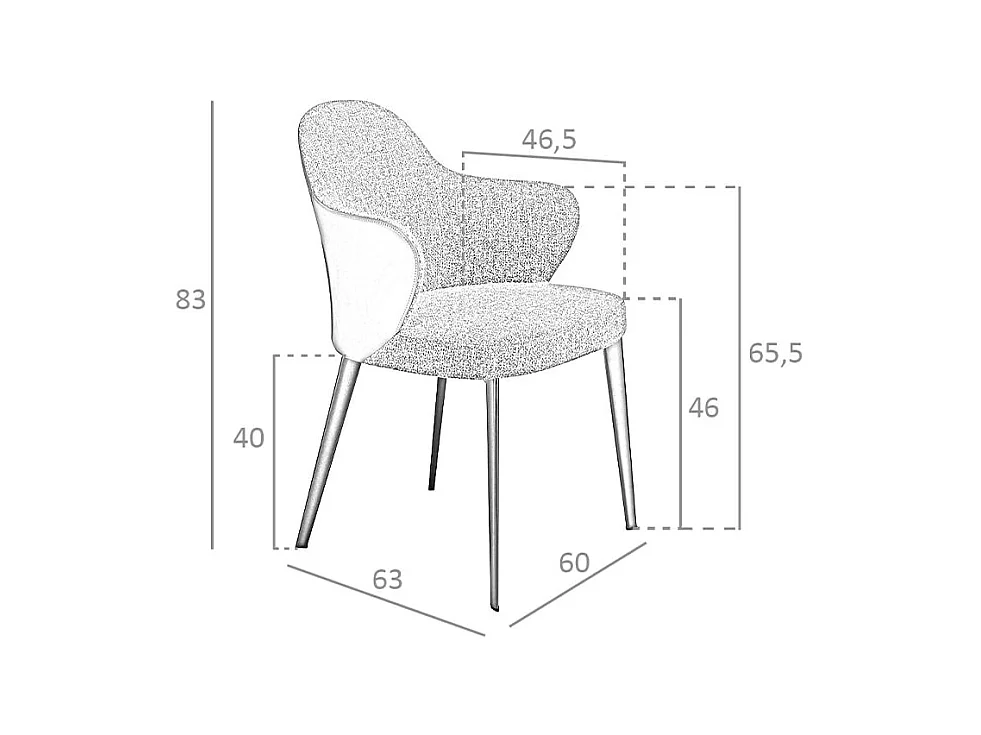 Ciemnoszare krzesło z tkaniny i ekoskóry