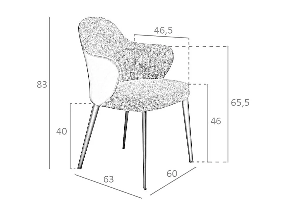 Chaise en tissu et similicuir gris foncé 4102 ANGEL CERDA