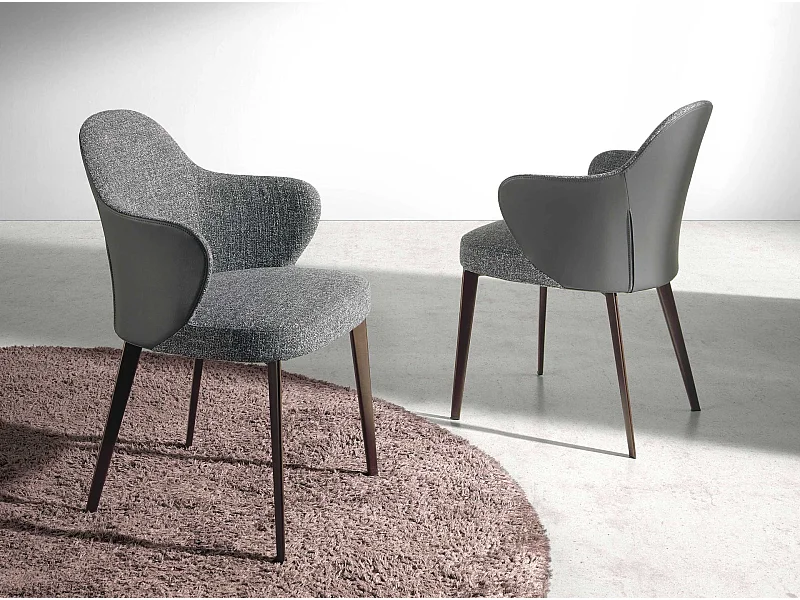 Chaise en tissu et similicuir gris foncé 4102 ANGEL CERDA