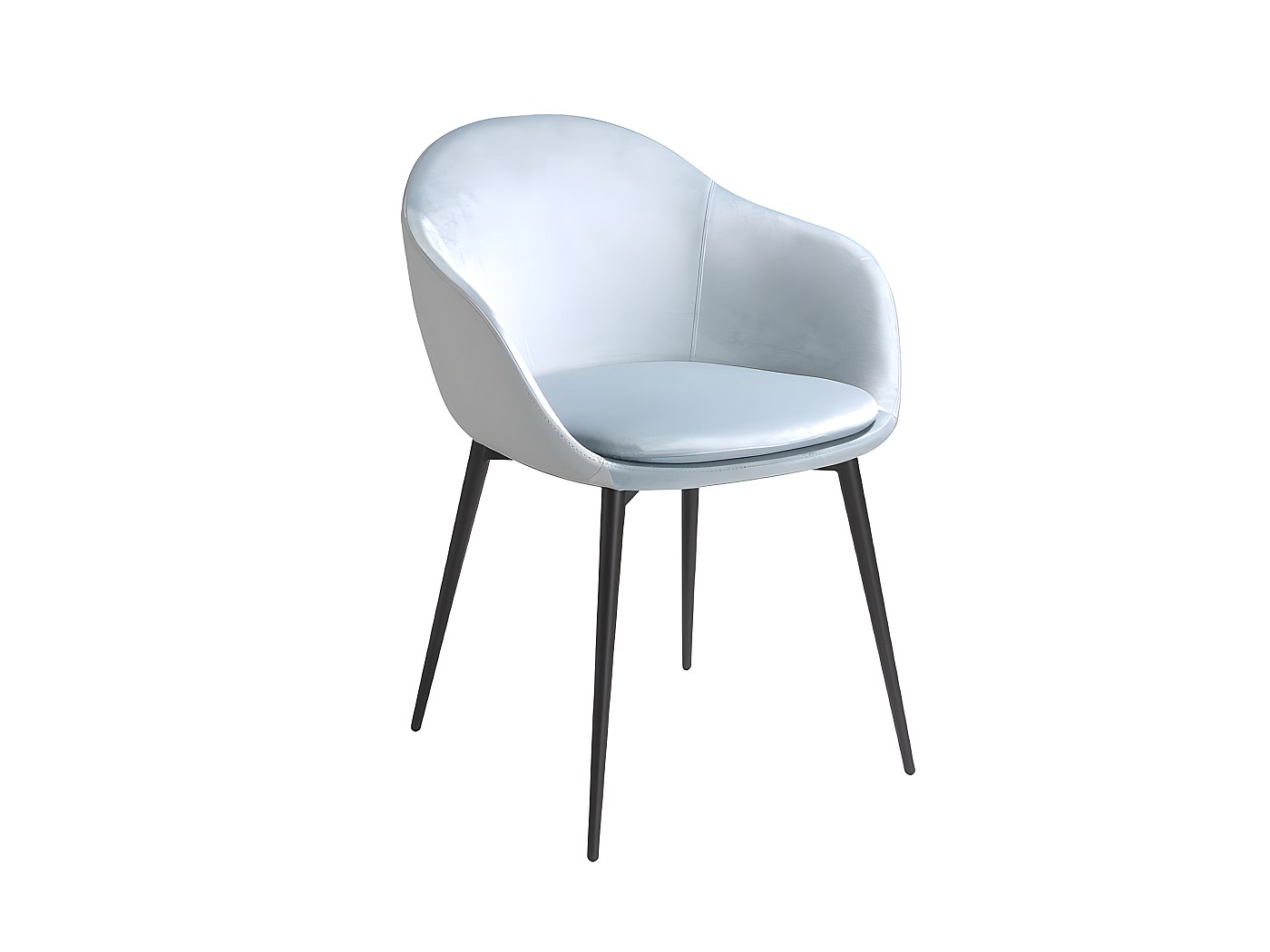 Sedia in Ecopelle con Gambe in Metallo Verniciato Nero, 2 Pezzi