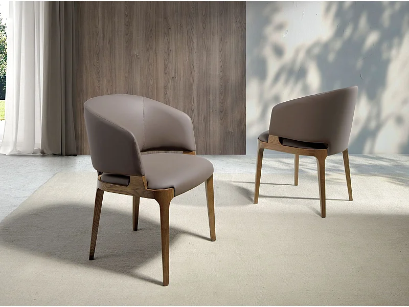 Chaise en similicuir taupe foncé 4108 ANGEL CERDA