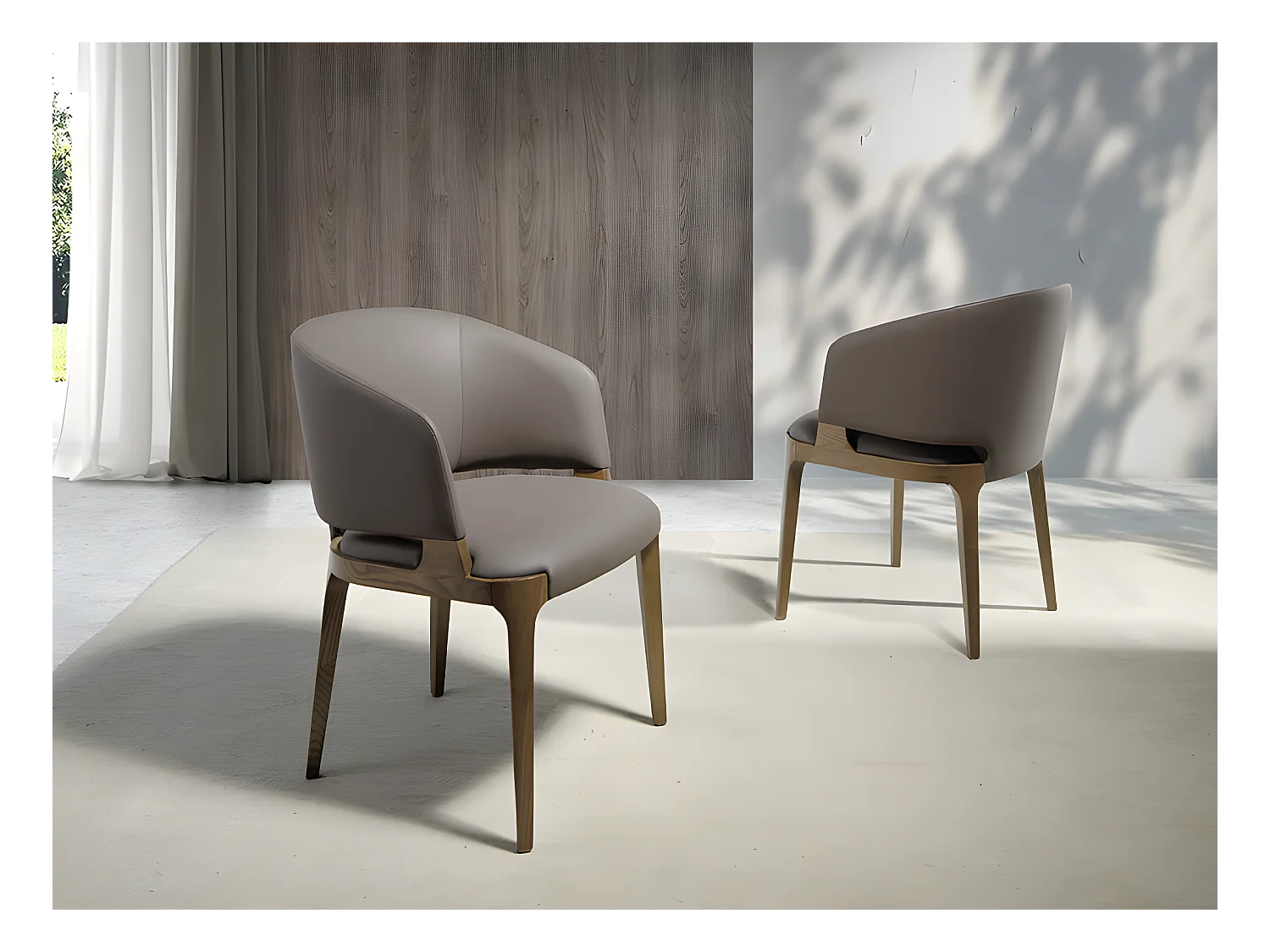 Chaise en simili cuir et bois de noyer 4108 ANGEL CERDA