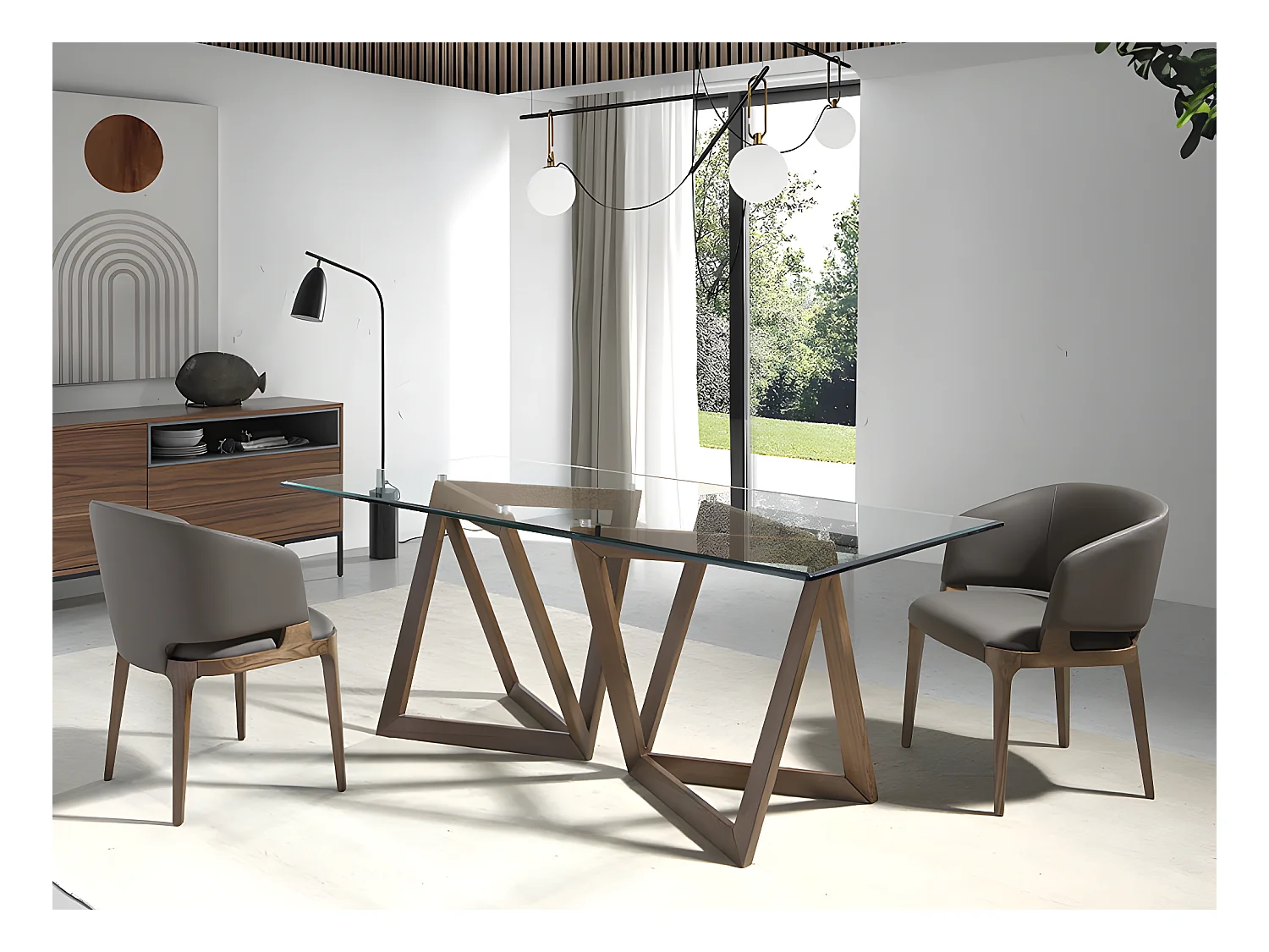 Chaise en simili cuir et bois de noyer 4108 ANGEL CERDA