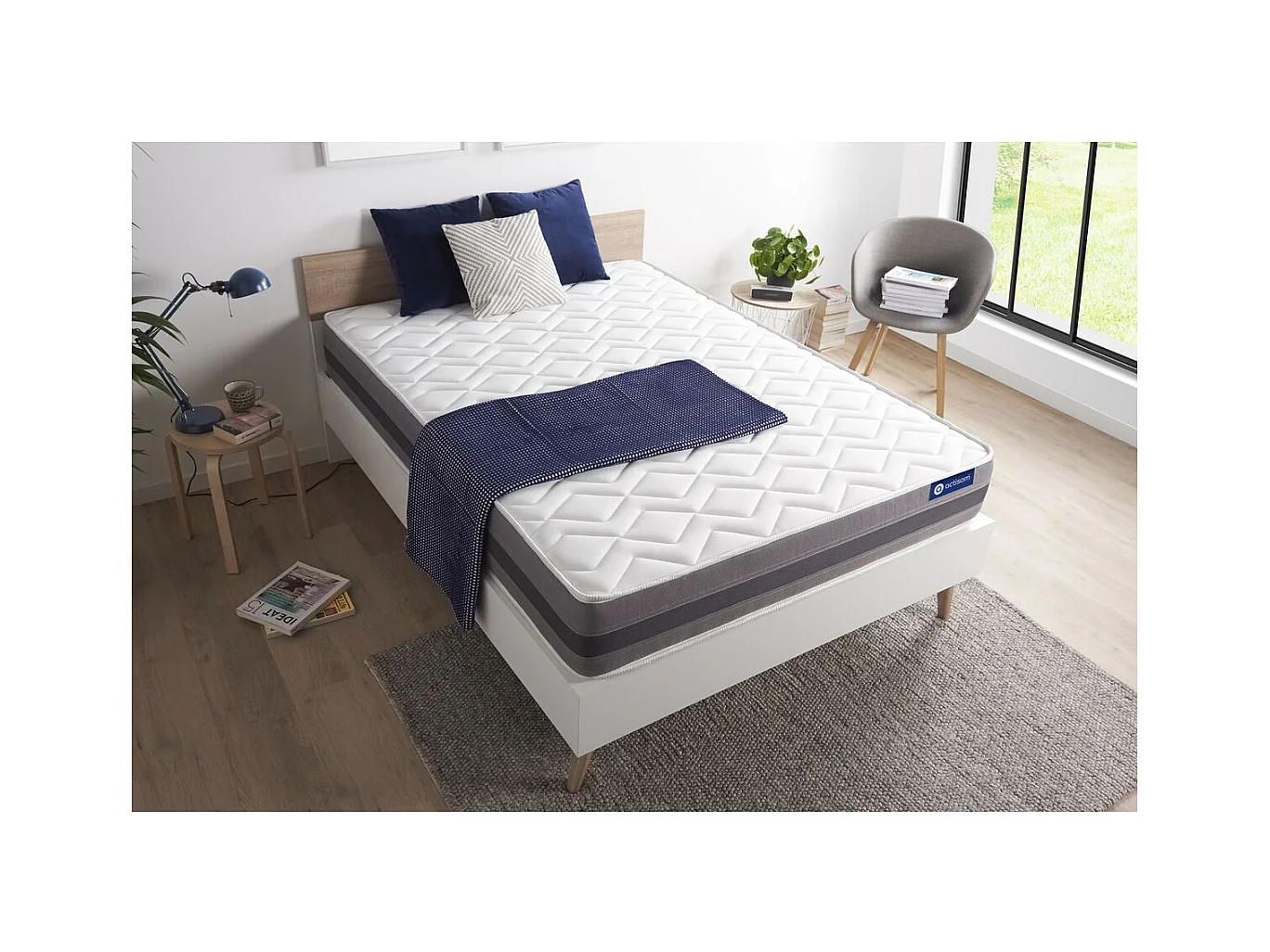 Colchón Actilatex relax 120x190cm, Grosor: 24cm, Látex y espuma viscoelástica, Moderadamente firme, 5 zonas de confort