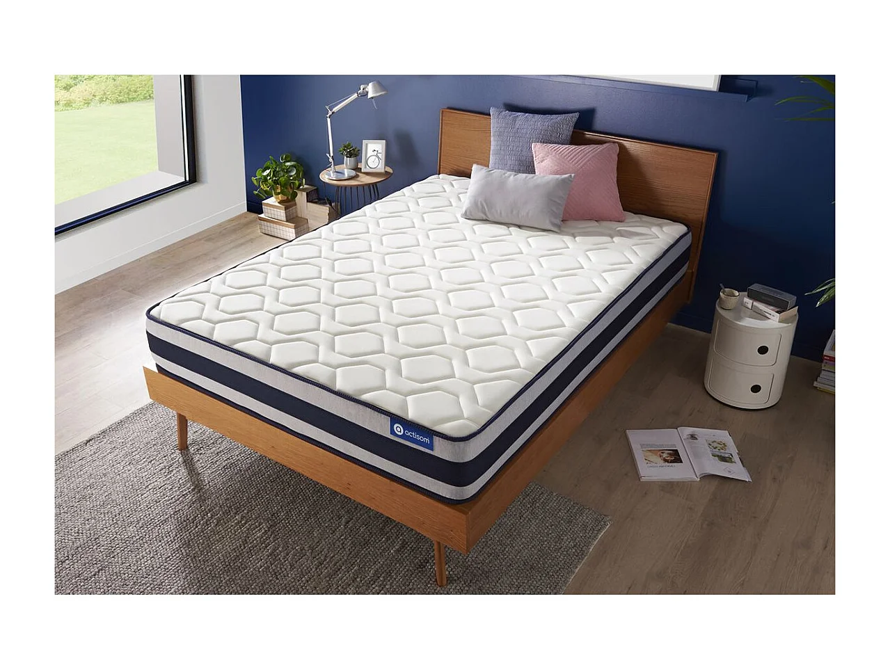 ACTISOM matelas Ressorts ensachés et Mémoire de forme ACTIFLEX ERGO 80x200 cm Maxi épaisseur 5zones de confort