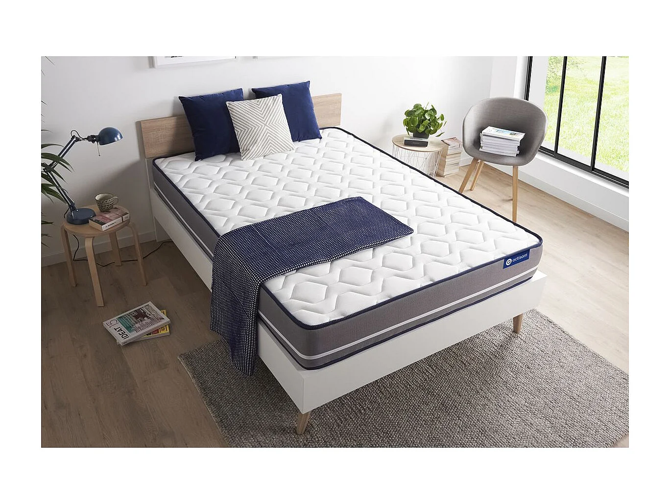 Matelas Latex + mémoire de forme ACTILATEX PUR 120x200cm 3zones de confort