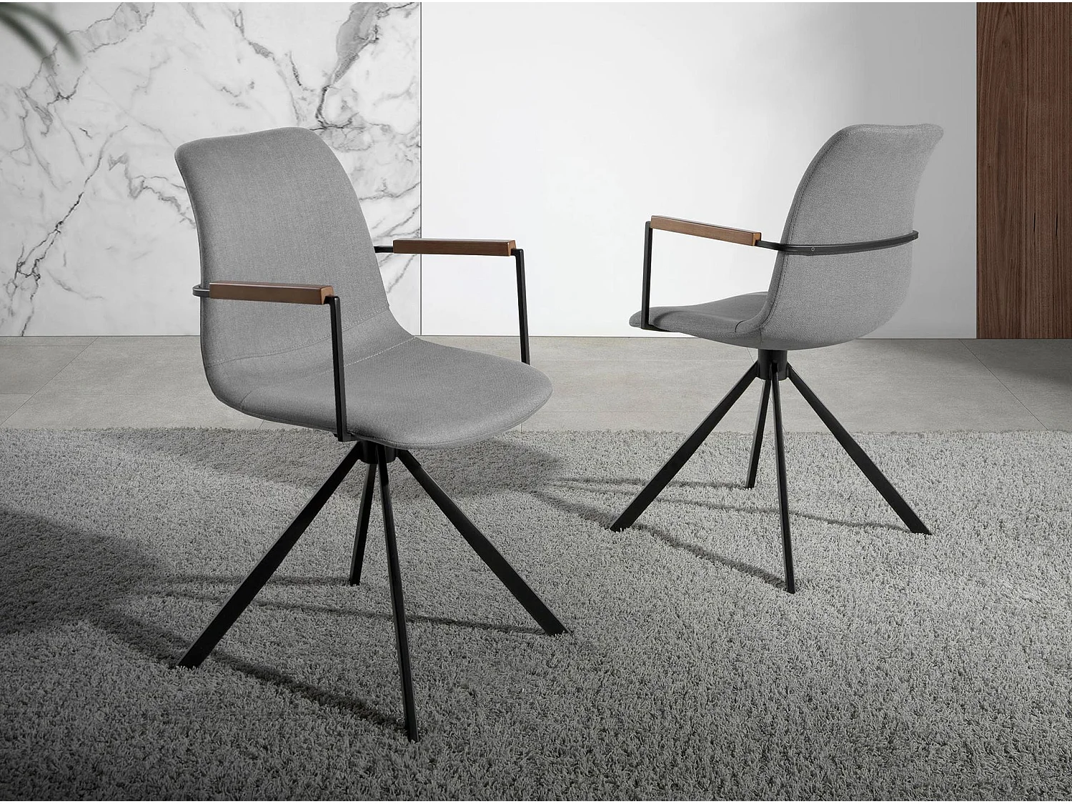 Chaise pivotante en tissu gris foncé 4105 ANGEL CERDA