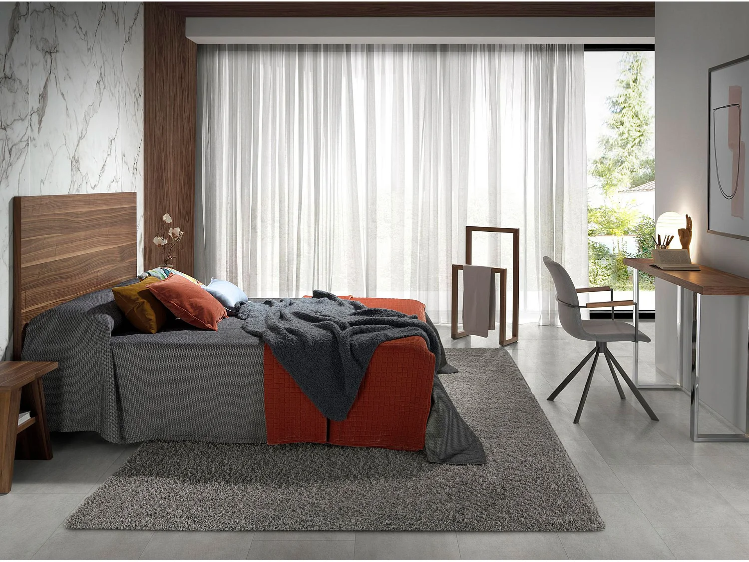 Chaise pivotante en tissu gris foncé 4105 ANGEL CERDA