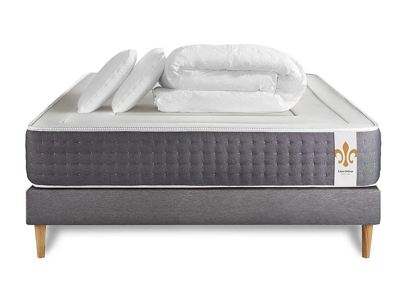 Pack Vingt-Six 200 x 200 cm sommier Kit Gris