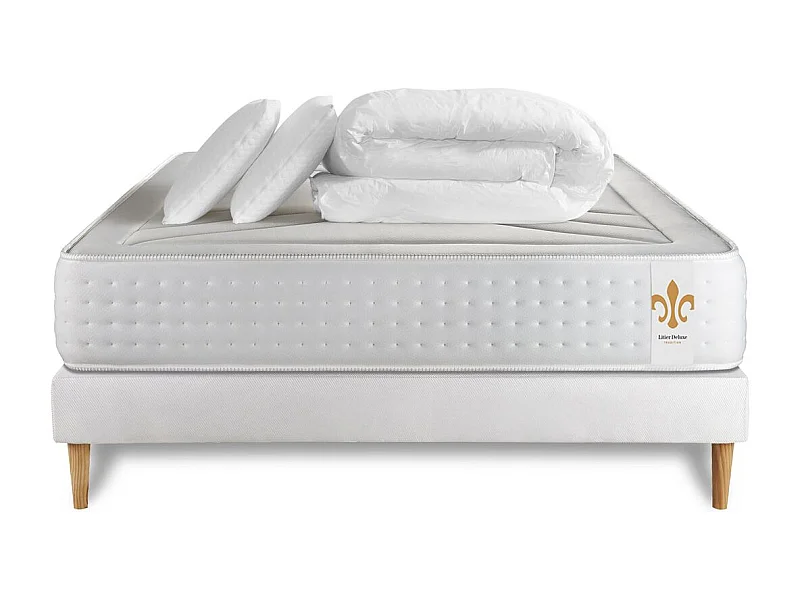 Pack Vingt-Quatre 140 x 190 cm sommier Kit Blanc