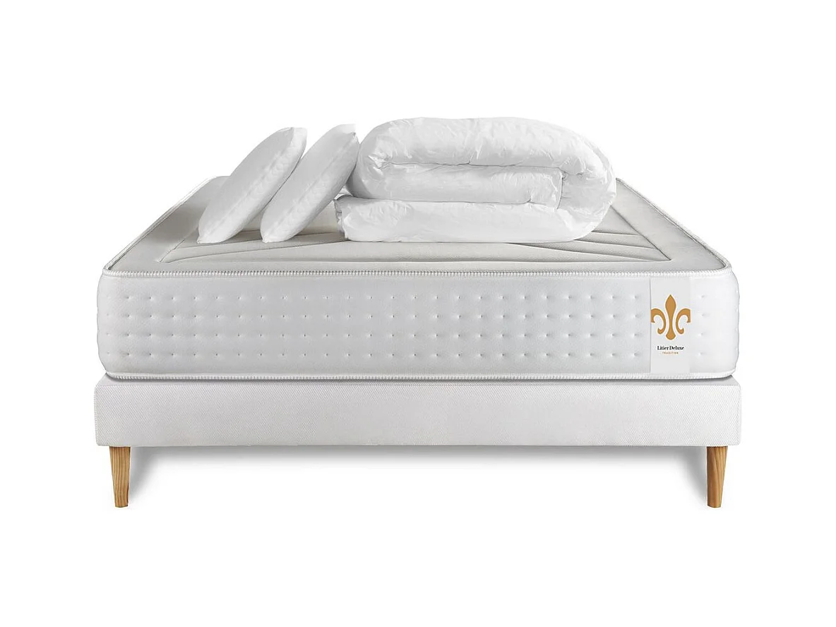 Pack Vingt-Quatre 140 x 190 cm sommier Kit Blanc