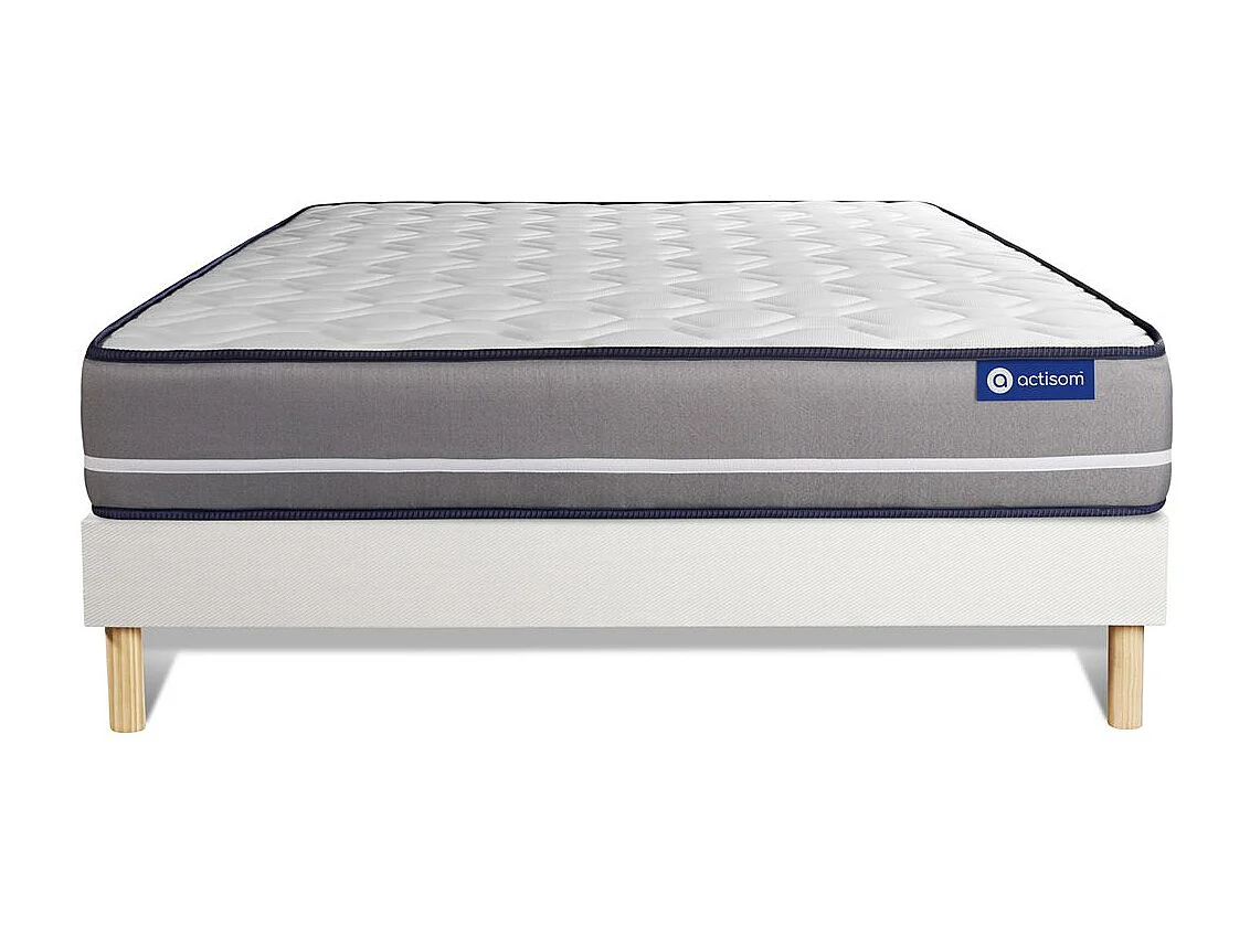 Ensemble matelas Latex + mémoire de forme ACTILATEX PUR 120x190cm 3zones de confort + sommier KIT blanc