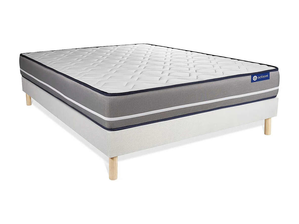 Ensemble matelas Latex + mémoire de forme ACTILATEX PUR 120x190cm 3zones de confort + sommier KIT blanc