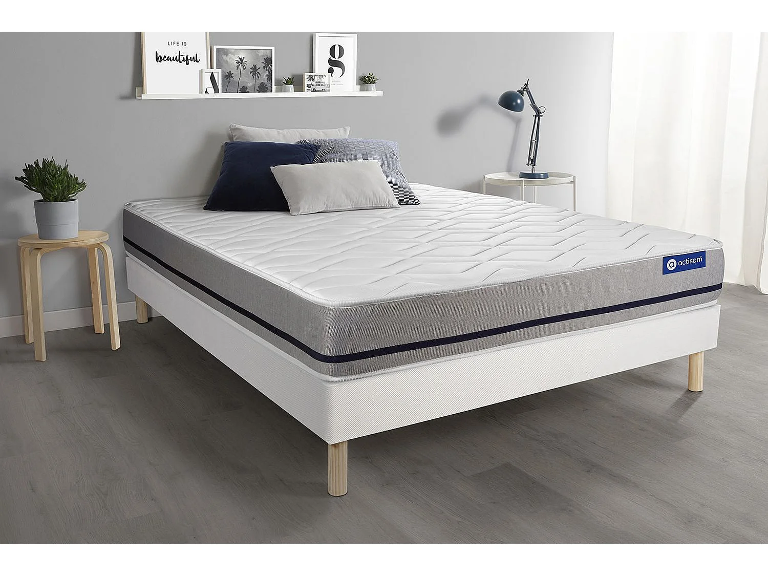 Ensemble matelas 80x190 ACTIMEMO SOFT 3zones de confort + sommier KIT blanc