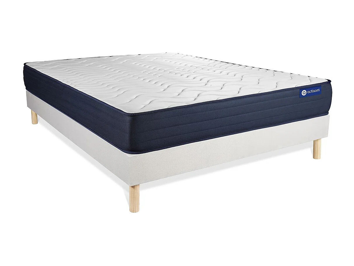 Ensemble matelas ACTILATEX LIFE 120x190 Latex et Mémoire de forme 5zones de confort + sommier KIT blanc
