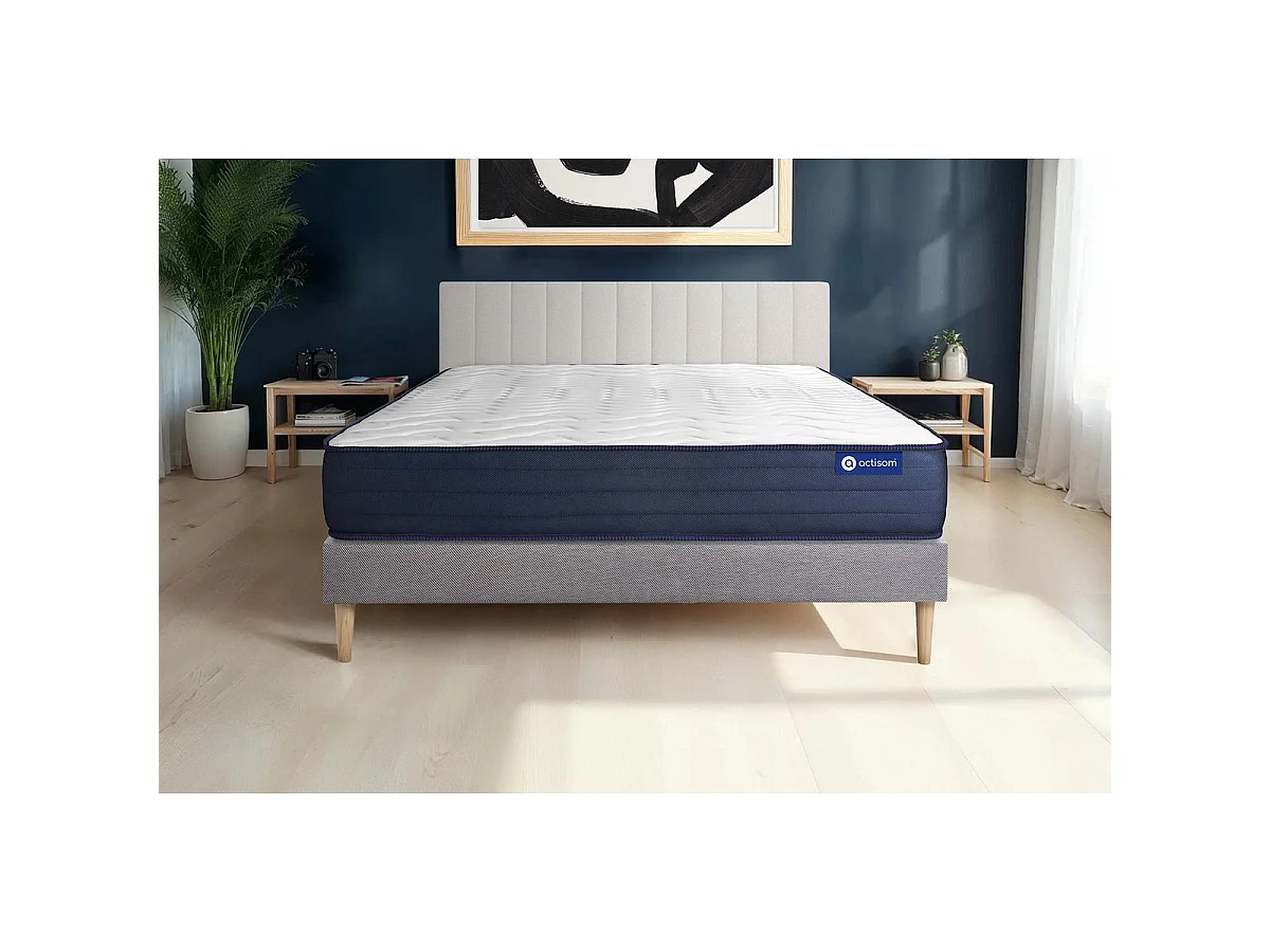 Ensemble matelas ACTILATEX LIFE 80x200 Latex et Mémoire de forme 5zones de confort + sommier KIT gris