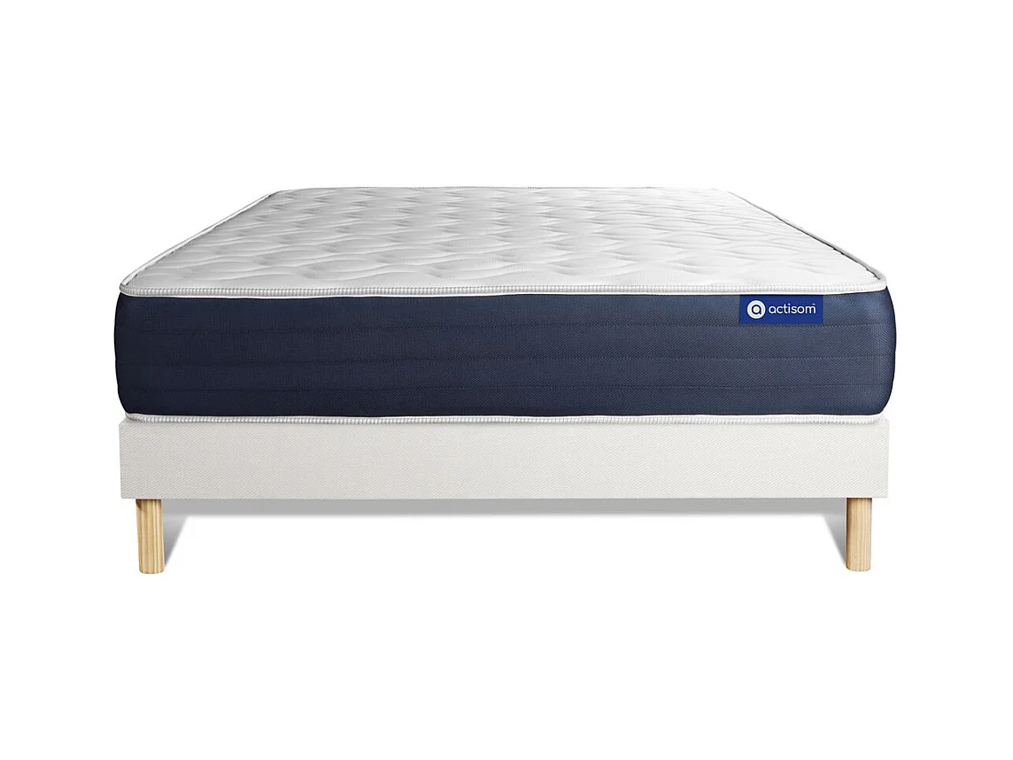 Ensemble matelas Ressorts ensachés et Mémoire de forme ACTIFLEX SLEEP 120x200 5zones de confort + sommier KIT blanc