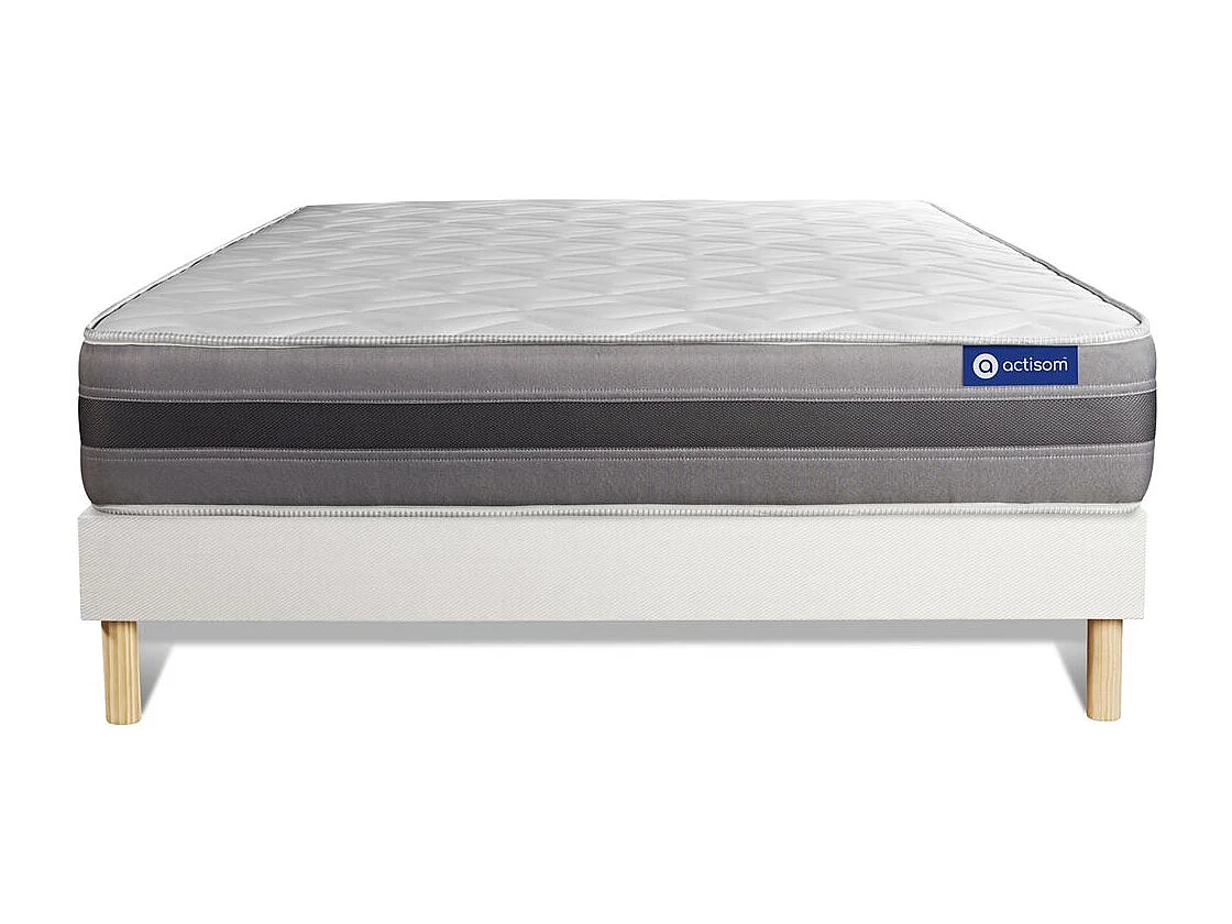 Ensemble matelas ACTILATEX RELAX Latex et mémoire de forme 120x190 cm Maxi épaisseur 5zones de confort + sommier KIT blanc