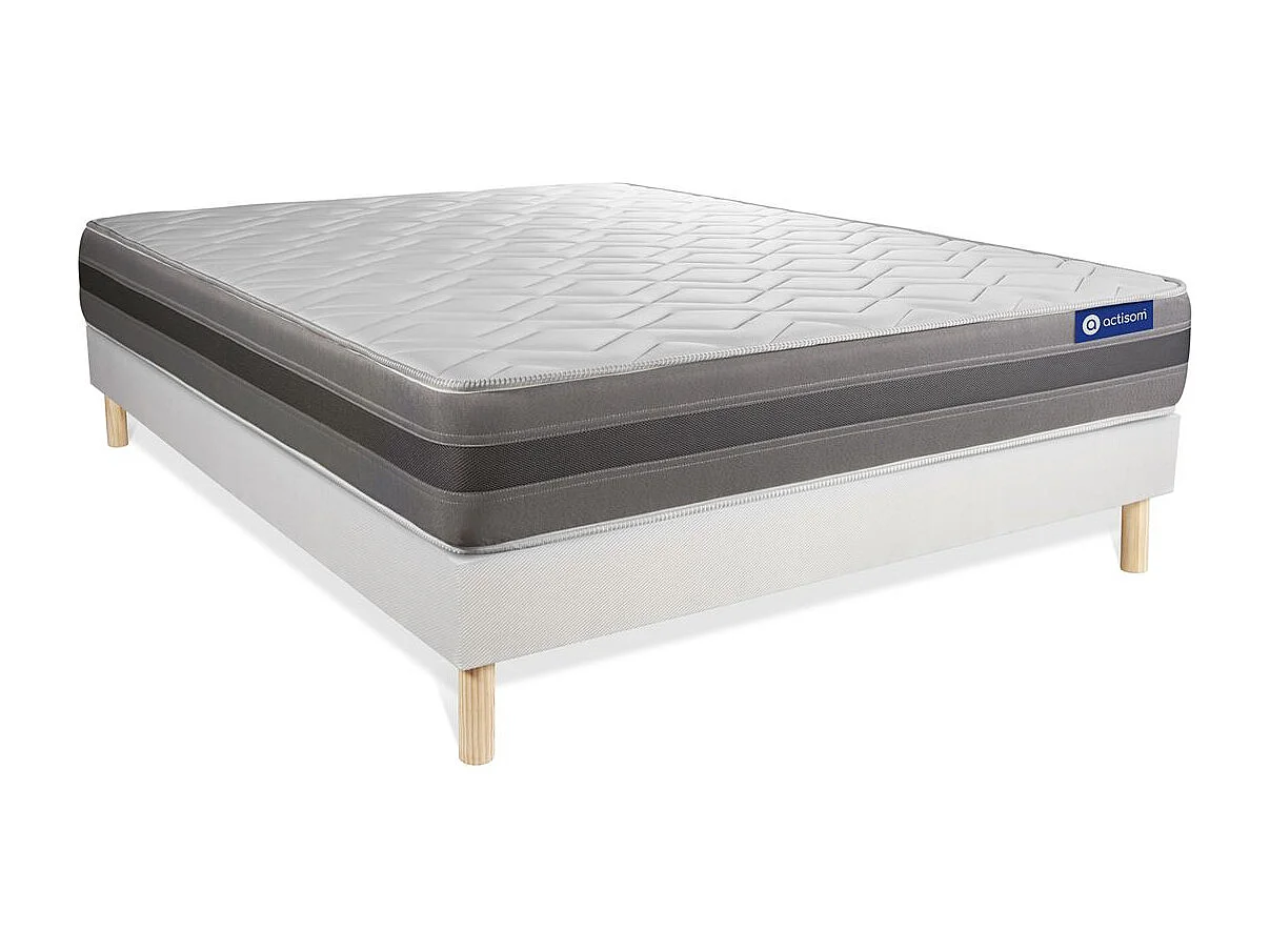 Ensemble matelas ACTILATEX RELAX Latex et mémoire de forme 120x190 cm Maxi épaisseur 5zones de confort + sommier KIT blanc