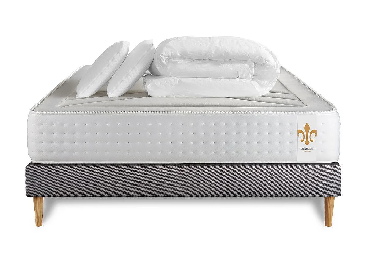 Pack Vingt-Quatre 180 x 200 cm sommier Kit Gris