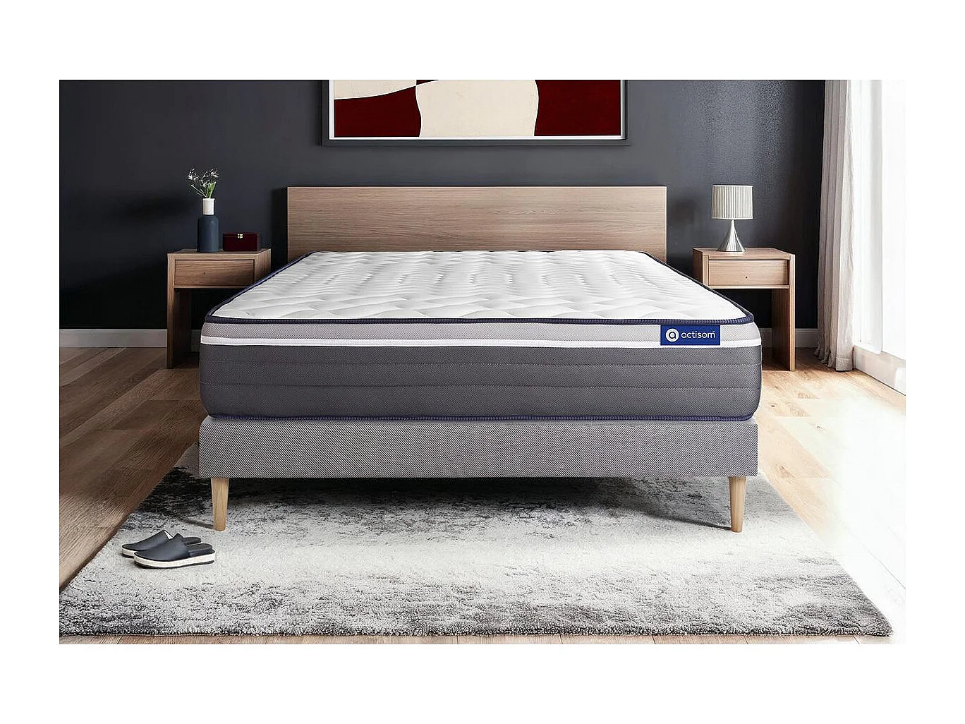 Lattenbodem en Actilatex plus matras 80x200cm , matrasdikte : 26 cm , latex en traagschuim , zeer stevig, 7 comfortzones