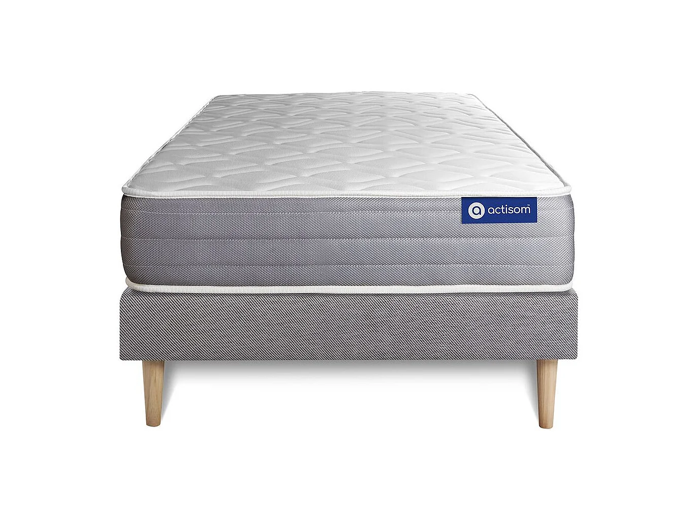 Ensemble matelas ACTILATEX DREAM Latex et mémoire de forme 80x190 cm 5zones de confort + sommier KIT gris