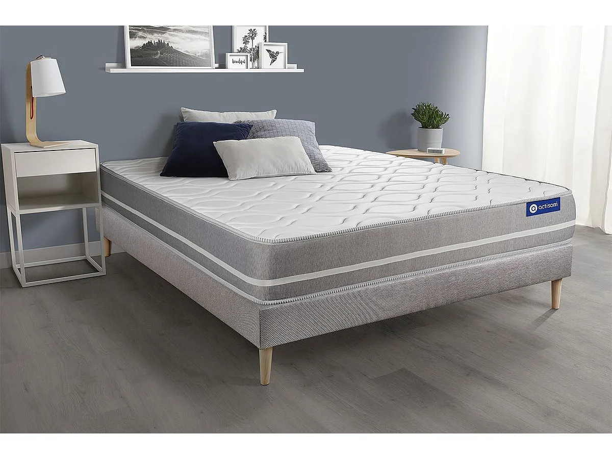 Ensemble matelas Ressorts ensachés ACTIFLEX TOUCH 80x190 3zones de confort + sommier KIT gris