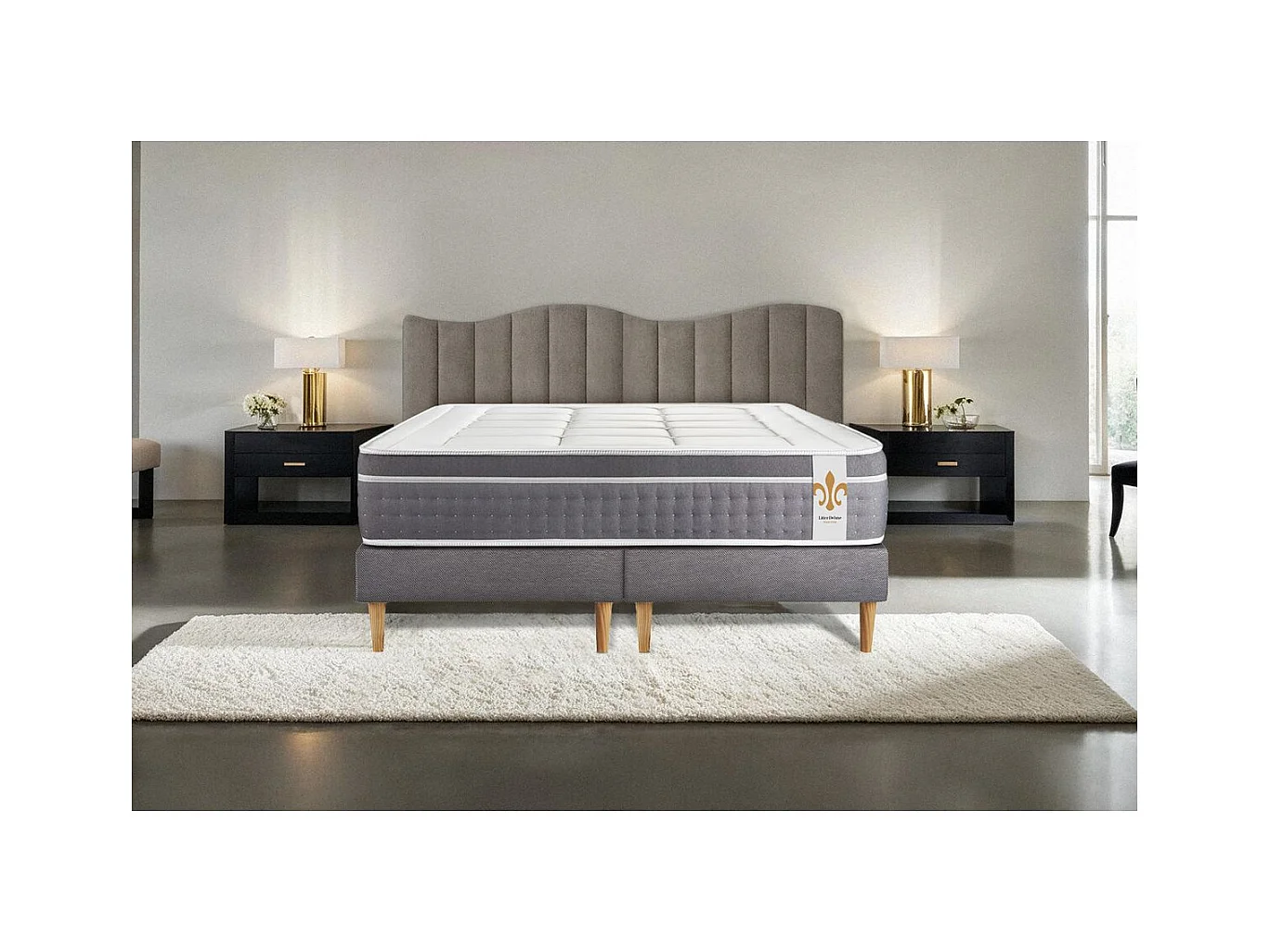 Ensemble Le Trente 200 x 200 cm double sommiers Gris