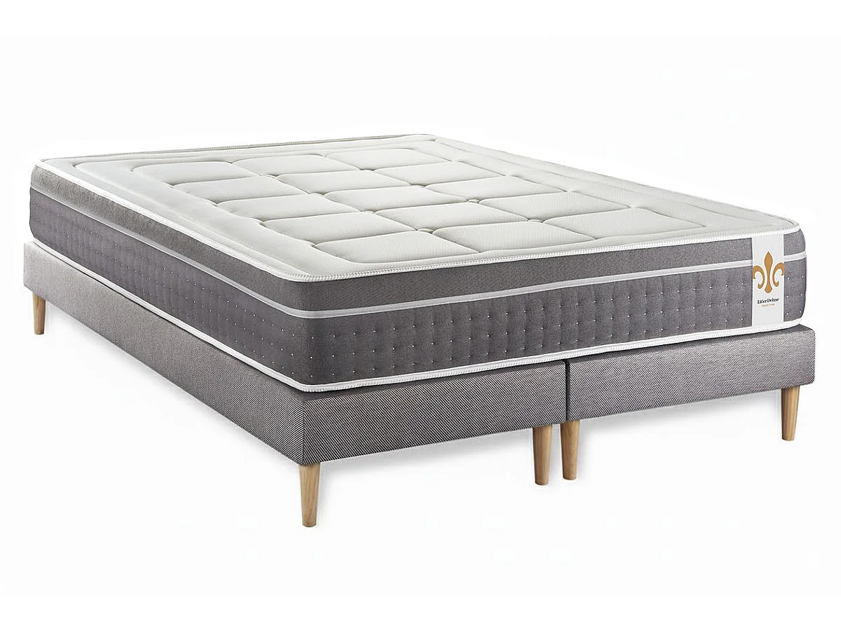 Ensemble Le Trente 200 x 200 cm double sommiers Gris